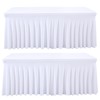 PARTISKY White 2 Pack Spandex Table Skirts Table Covers for