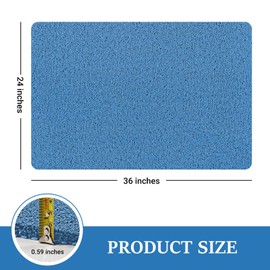 LuxStep Shower Mat Bathtub Mat,24x36 inch, Non-Slip Bath Mat with Drain, Quick Drying PVC Loofah Bathmat for Tub,Shower,Bathroom,Lake Blue