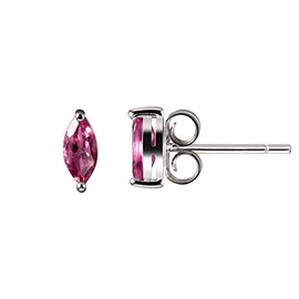 Franki Baker Small & Dainty Sterling Silver & Marquise Shape Natural Rhodolite Garnet Gemstone Stud Earrings. Size: 3x6mm