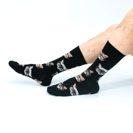 BONANGEL Super Dad Socks Father’s Day Gift for Him Birthday Gifts for Men Dad Boyfriend Grandpa Papa Daddy Men's Fun Dress Socks Colourful Funky Funny Novelty Cool Crazy Socks (1Pair-CatDad)