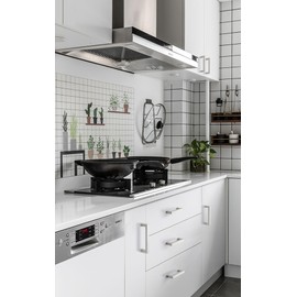 Probrico Stainless Steel Cabinet Handles 5 Inch(128mm) Hole Centers Drawer Pulls Kitchen Cabinet Handles, Modern Brushed Nickel Square Drawer Handles Cabinet Hardware 5 Pack