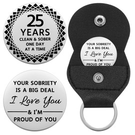 Ukodnus 25 Years Sobriety Coin, AA/NA Medallion Recovery Chips, Sober for Men Women in Recovery, Twenty-Five Years Clean Alcoholic/Narcotics Anonymous Sober Gift Token