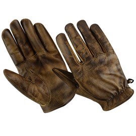 BOSmoto Leather Motorcycle Gloves Retro Old-School Cafe Racer Chopper Black, s