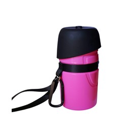 Dog Water Bottle Fountain - 600ml for Drinking Leak Proof Portable Bottle Walks, Travel Folding Bowl Lightweight with Strap for Puppy Pets, Outdoor Camping Trips Hikes Travels - BPA-Free (Pink, 600ml)
