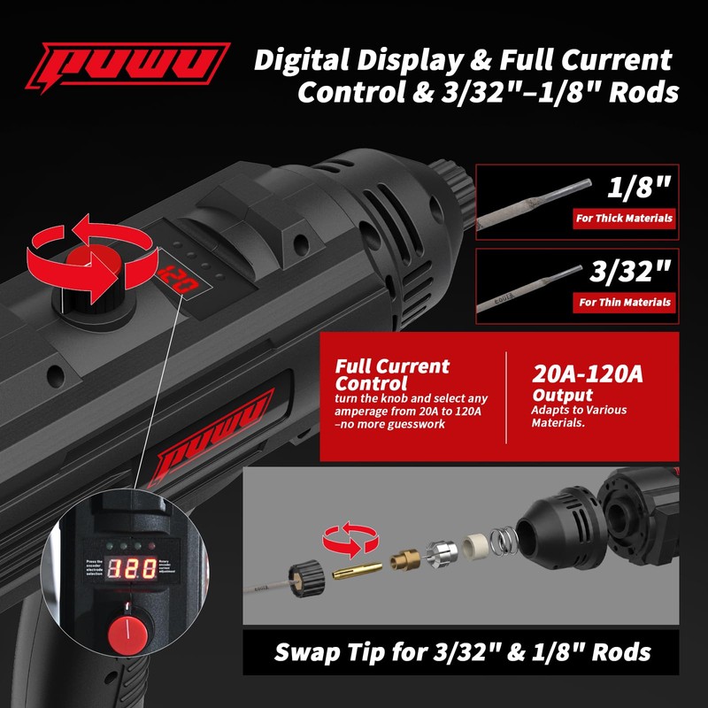 PUWU Portable Handheld Welding Machine - 110V IGBT Inverter Welder