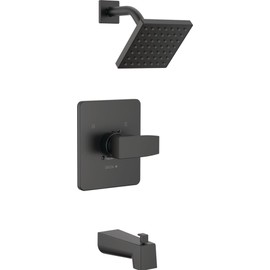Delta Faucet Modern 14 Series Matte Black Shower Faucet, Tub and Shower Trim Kit with Single-Spray Touch-Clean Black Shower Head, Matte Black T14467-BL-PP (Valve Not Included)