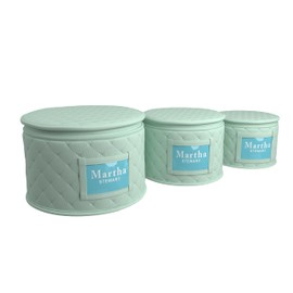 Martha Stewart Dinnerware Stemware Glassware Stackable Organizer Home Storage Container Case, 3 Piece Dinnerware Set Organizer For Dessert, Salad and Dinner Plates With Felt Dividers, Mint