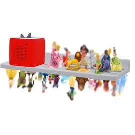 PHOENANCEE for Tonies Shelf Magnetic,for Toniebox Figures Storage Display Shelf (30-36 Character),Wall Floating Shelves Wooden,Compatible Charging Station for Children Kid's Room,Oak,Gray White