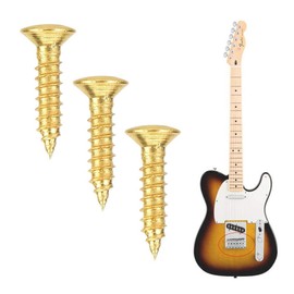 Bnineteenteam Guitar Screws, 50 Pack, Gold, 2.5mm x 12mm, Standard Iron Wood Screws for Telecaster, Stratocaster Guitar or Bass