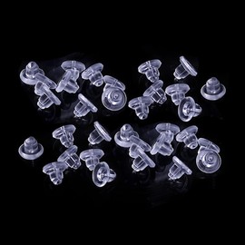 Zocita 200 Pcs Silicone Earring Backs, Safety Earring Backings Soft Clear Rubber Pads Bullet Clutch Stopper Replacement for Fish Hook Earrings Studs Hoops, Diameter 1/4"