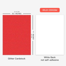 Pikalon 30 Sheets Red Glitter Cardstock 8.5 x 11 Inches, Heavyweight 230gsm Premium Sparkling Card Stock Paper for Card Making DIY Craft Party Decoration School Student Supplies (Red)