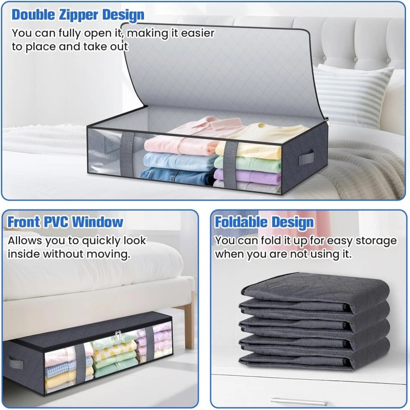 Under Bed Storage Bags – Underbed Organizer 4 Pack, Blanket