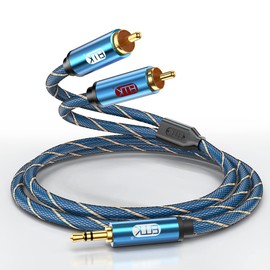 EMK 2RCA Cable 3.5 mm to 2 RCA Audio Cable Jack 3.5 AUX Male to 2RCA (L&R) Cable RCA Cable Connects Smartphone, Amplifier, Active Speaker, Turntable, Car Radio (2 M)