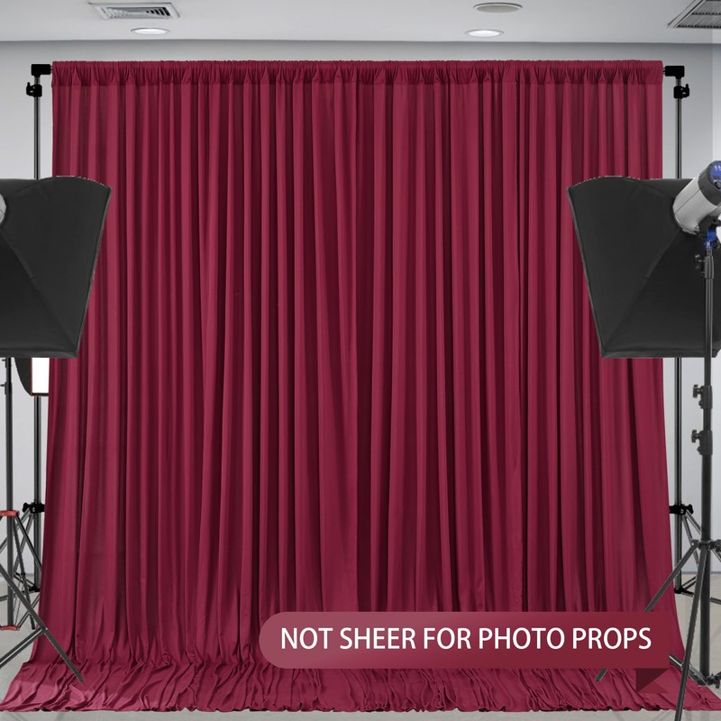 Wish Care Burgundy Backdrop Curtains 2 Panels - Wrinkle-Free Champagne
