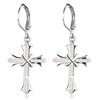 KristLand Weißgold überzogen Dame Tropfen Kreuz Ohrringe Weinlese Opal Haken