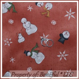 Star BonEful Fabric FQ Cotton Quilt Red White Snowflake Snowman French Country Star L