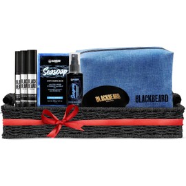 Blackbeard for Men - THE WHOLE ENCHILADA, 3 Blackbeard for Men Beard Color Brown/Auburn, 1 Blackbeard for Men Seaspray, 1 Blackbeard for Men Seasoap Anti-Aging Bar Soap, 1 Big Bad Beard Brush