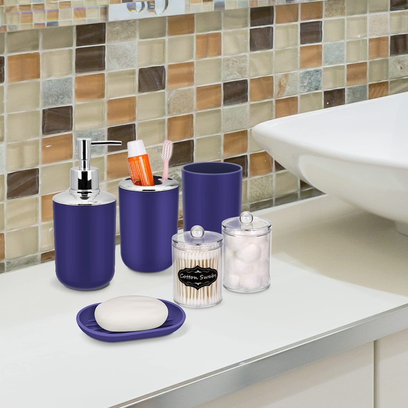 IMAVO Bathroom Accessories Set,Navy Blue Bathroom Set,9 Pieces Bathroom Accessory