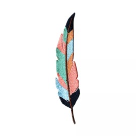 Patchwork Paradise Colorful Feather Embroidered Iron-On Patch