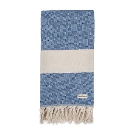 Blue Beach Turkish Towel Diamond -100x180cm Large Turkish Hammam Peshtemal Towel - Super Absorbent, Quick Dry, Lightweight, Compact Towels for Swimming, Bath, Gym, Sauna and Travel (Blue, 1)