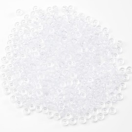 1000 Pcs Acrylic Translucent White Pony Beads 6x9mm Bulk for Arts Craft Bracelet Necklace Jewelry Making Earring Hair Braiding (Transparent)