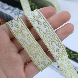 Cinta jacquard boho de 10 yardas con bordado dorado para costura, bolso hecho a mano, decoración de ropa