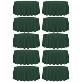 fani 10 Pack 90 Inch Round Tablecloth, Hunter Green Polyester Fabric Table Cloth for Round Table, Stain and Wrinkle Resistant Washable Table Cover for Wedding Party Dining Table Buffet and Camping