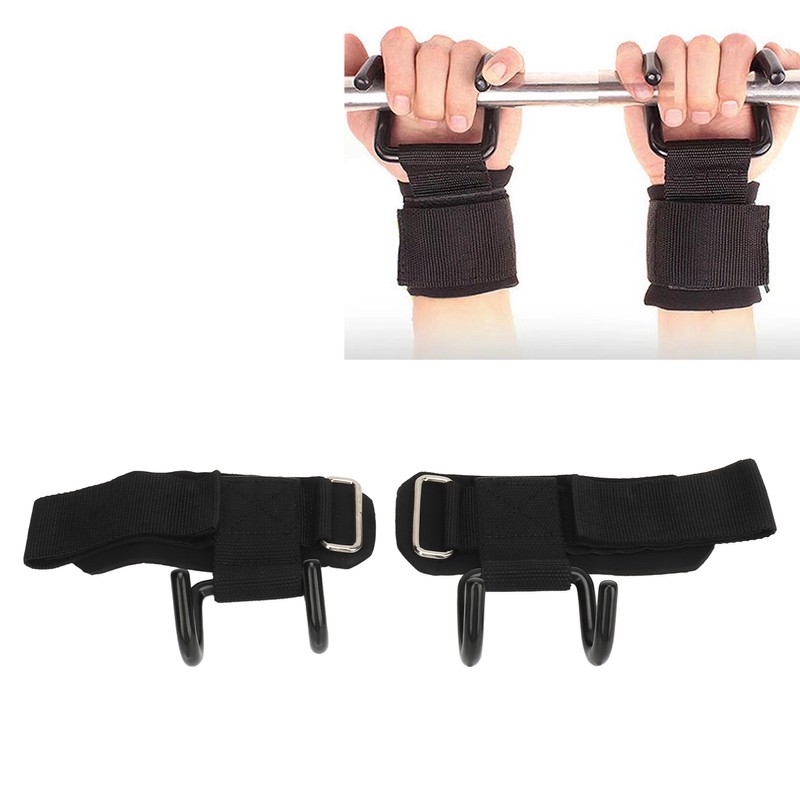 2pcs Weight Lifting Hook Heavy Duty Wrist Wraps Power Weight