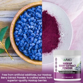 AKI Haskap - Extracto de bayas en polvo, 5.29 oz (5.30 onzas), superalimento rico en antioxidantes con vitamina C y polifenoles, apoyo energético, equ