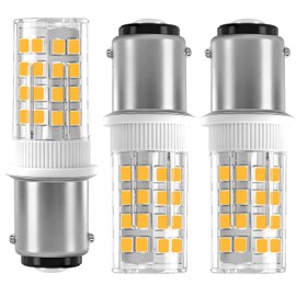 LUHMQ 3-Pack BA15D LED Bulb AC/DC 12V, 1157 1004 1076 1130 1142 1176 S8 Double Contact Bayonet Base, Low Voltage 3.5W 3000K Warm White for RV Camper Marine Boat Trailer Motorhome Landscape Lighting
