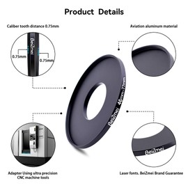 46mm to 77mm Adapter Ring for Camera Filter, Compatible with All 46mm Lenses with 77mm UV, ND, CPL Filter.46mm Lens to 77mm Filter Ring
