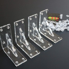 4 x V4, 5mm thickness, Reinforced, Strong, Angled L Brackets, Polished Clear Acrylic + 40x M5 Bolts, Clear Right Angle Bracket