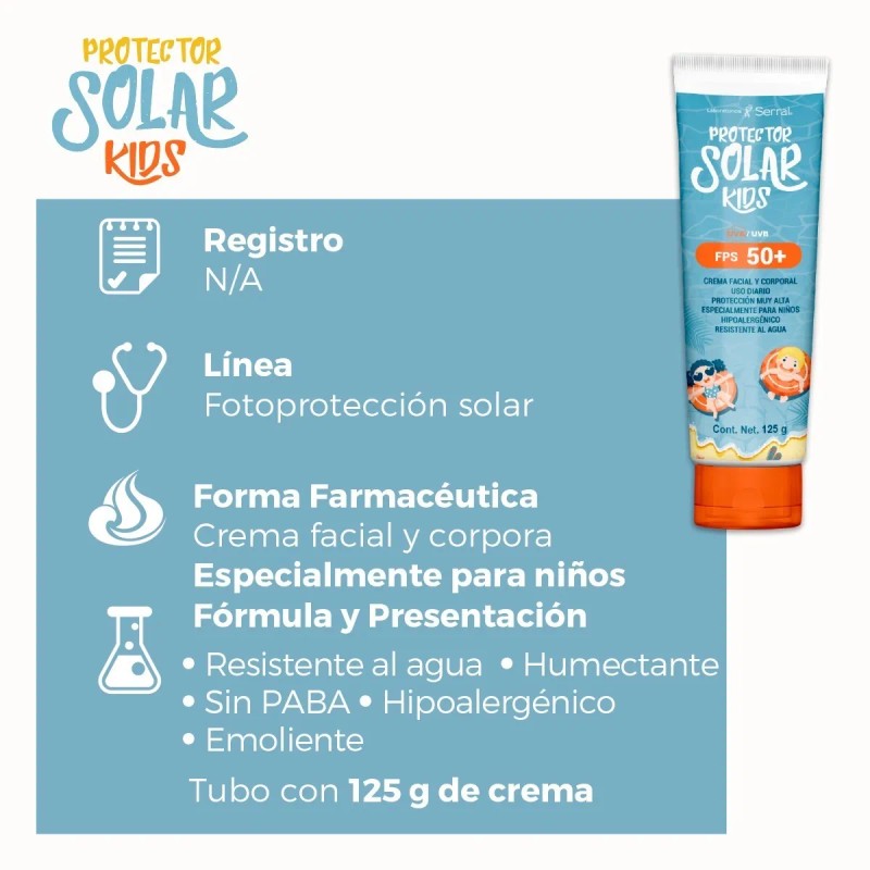 Protector Solar Kids Niños Fps Tubo 125 Crema