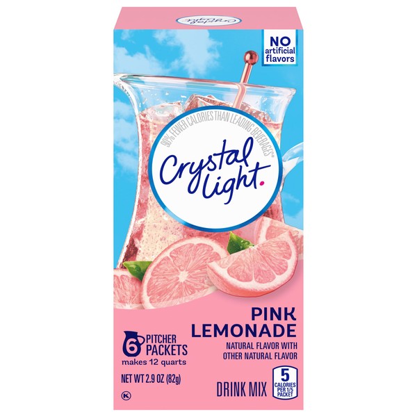 Crystal Light Powder Juice, Pink Lemonade, 1 Box, 6 Bags