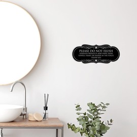 Signs ByLITA Designer Please Do Not Flush Etiqutte Sign(Brushed Gold) - Small 1 Pack