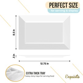 Exquisite Clear Plastic Serving Trays For Party - 20 Pcs 12.75 Inch Serving Platter Set, Clear Plastic Trays, Clear Tray, Food Trays Disposable Party Tray For Parties, Catering, & Buffet Presentations