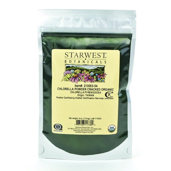 Starwest Botanicals Organic Chlorella Powder (Cracked Cell Walls), 4 Ounces