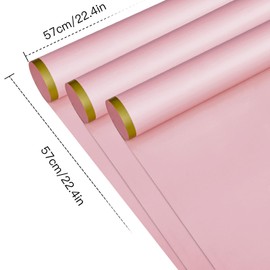 WRAPAHOLIC 20 Sheets Flower Wrapping Paper - 22.4 x 22.4 inch Pastel Pink with Gold Edge Water-Resistant Floral Bouquet Wrapping Paper, Florist Supplies Packaging Paper for Wedding Birthday Gift DIY