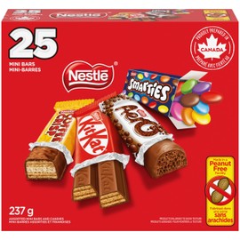 FAVOURITES KITKAT, AERO, SMARTIES & COFFEE CRISP Mini Bars & Candies, Peanut-free Snack, Individually Wrapped, Made in Peanut-free Facility, Prepared in Canada, 237 g