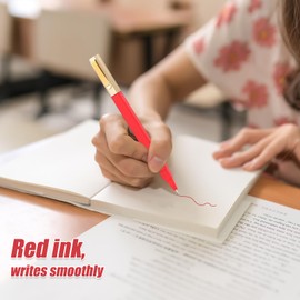 Yuxinrong 12 Pack Cap-Type Gel Pens Red 0.5mm Medium Point Gel Ink Pens Quick Drying Ballpoint Pen Smooth Writing for Office School Supplies