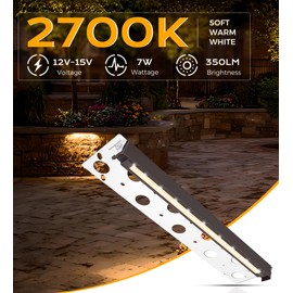 CLOUDY BAY [6 Pack] 12 Inch 12V-15 VAC/DC Low Voltage Hardscape Lighting Paver Light,Retaining Wall Lights Outdoor,IP65 Waterproof, 7W 2700K Soft White,Frost Lens Deck Step Light