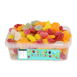 Candycrave Fizzy Fruit Salad Gums 600g Tub | Assorted Colours | Fruit Flavoured | Sugar Coated | Perfect for Sweet Treats and Parties
