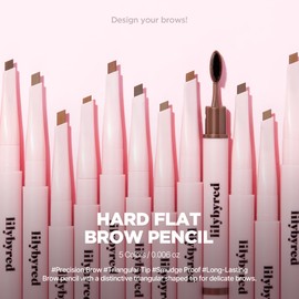 lilybyred Hard Flat Brow Pencil | Korean Flat-Tip Eyebrow Pencil, Wood-Like Auto Formula, Toothbrush-Style Blending Brush, Smudge-Proof, Sweat-Resistant, Natural Finish, 0.005 oz. (02 Medium Brown)