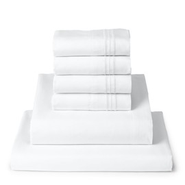 Mellanni Queen Sheet Set - 6-Piece Iconic Collection Bedding, (Including 4 Pillowcases), 16-Inch Deep Pocket, Easy Care, Extra Soft, Cooling Sheets, Brushed Microfiber - White