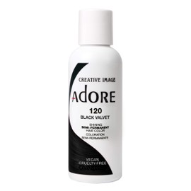 Adore Semi Permanent Hair Color - Vegan and Cruelty-Free Hair Dye - 4 Fl Oz - 120 Black Velvet (Pack of 2)