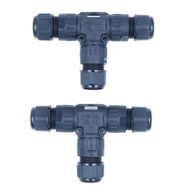 ZONADAH Pack of 2 T-type 3-way IP68 waterproof electrical cable wire connector 450V 24A 3 pin 5-9 mm 4M depth outdoor garden lighting wiring