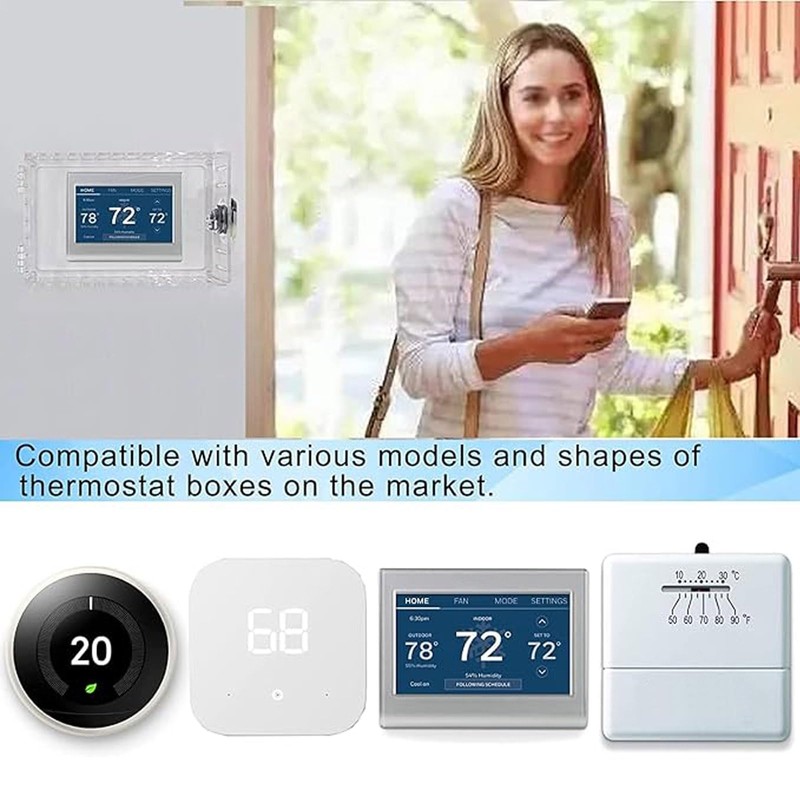 Universal Thermostat Lock Box with Key,Clear Large Thermostat Cover for