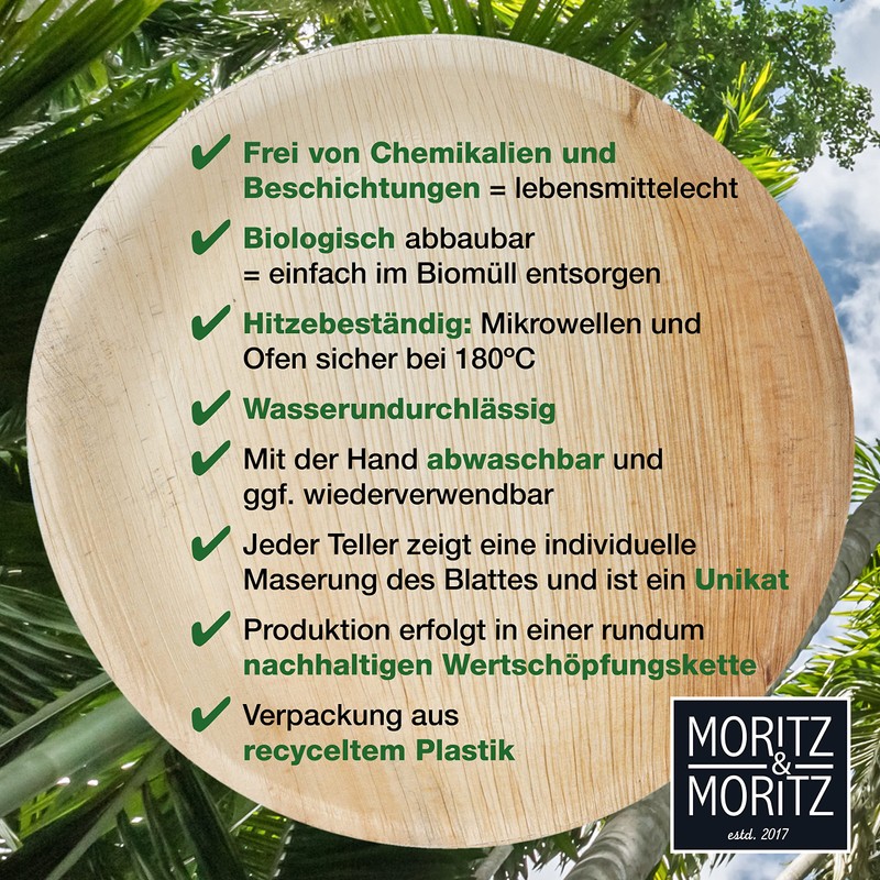 Moritz & Moritz 25-Piece Palm Leaf Tableware Round – 25