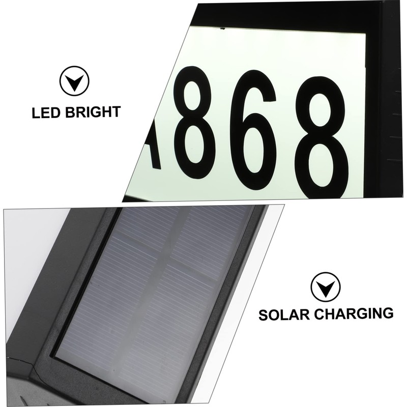 SHINEOFI 1pc Solar Address Sign Wall Mounted Number Lamp Outdoor