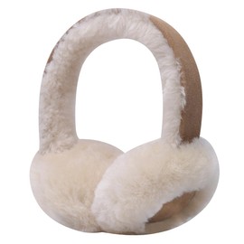 Harssidanzar Classic Winter Earmuffs for Men Women, Unisex Sheepskin Earmuffs, Foldable Earmuffs, Unisex Ear Warmers, Outdoor Earmuffs, Ski Earmuffs, HU301EU, Camel